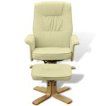 Vidaxl fauteuil avec repose - pied blanc crme similicuir