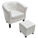 Vidaxl fauteuil avec repose - pied blanc similicuir