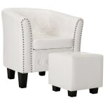 Vidaxl fauteuil avec repose - pied blanc similicuir