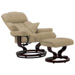 Vidaxl fauteuil avec repose - pied cappuccino similicuir et bois courb