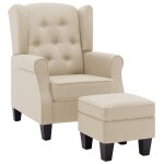 Vidaxl fauteuil avec repose - pied crme tissu