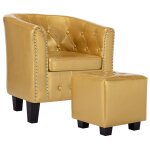 Vidaxl fauteuil avec repose - pied doré brillant similicuir Vidaxl fauteuil avec repose - pied doré brillant similicuir