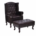 Vidaxl fauteuil avec repose - pied marron foncé similicuir Vidaxl fauteuil avec repose - pied marron foncé similicuir