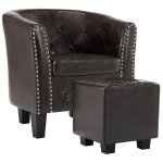 Vidaxl fauteuil avec repose - pied marron similicuir