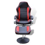 Vidaxl fauteuil avec repose - pied noir / rouge similicuir