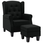 Vidaxl fauteuil avec repose - pied noir tissu