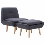 Vidaxl fauteuil sans accoudoirs avec repose - pied gris fonc tissu