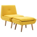 Vidaxl fauteuil sans accoudoirs avec repose - pied jaune tissu