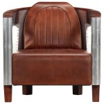 Vidaxl fauteuil en style d'aviation marron cuir véritable Vidaxl fauteuil en style d'aviation marron cuir véritable