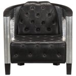 Vidaxl fauteuil en style d'aviation noir cuir vritable