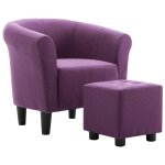 Vidaxl fauteuil et tabouret violet tissu