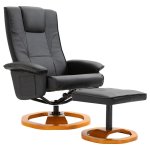 Vidaxl fauteuil tv pivotant avec repose - pied noir similicuir