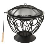 Vidaxl foyer et barbecue avec tisonnier 2 en 1 59x59x60 cm inox