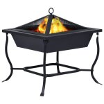 Vidaxl foyer noir 45x45x45 cm acier
