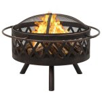 Vidaxl foyer rustique avec tisonnier 76 cm xxl acier