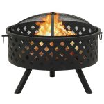 Vidaxl foyer avec tisonnier 68 cm xxl acier