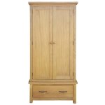 Vidaxl garde - robe avec 1 tiroir 90 x 52 x 183 cm bois de chne massif
