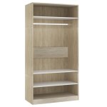 Vidaxl garde - robe blanc et chne sonoma 100 x 50 x 200 cm agglomr