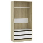 Vidaxl garde - robe blanc et chne sonoma 100x50x200 cm agglomr