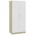 Vidaxl garde - robe blanc et chne sonoma 80x52x180 cm agglomr