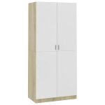 Vidaxl garde - robe blanc et chne sonoma 90x52x200 cm agglomr