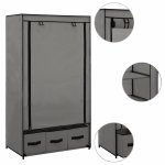 Vidaxl garde - robe gris 87 x 49 x 159 cm tissu