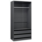 Vidaxl garde - robe gris brillant 100x50x200 cm agglom�r�