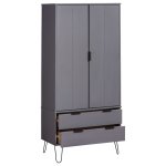 Vidaxl garde - robe new york range gris bois de pin massif