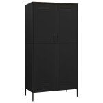 Vidaxl garde - robe noir 90x50x180 cm acier