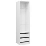 Vidaxl garde - robe avec tiroirs blanc brillant 50x50x200 cm agglomr