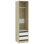 Vidaxl garde - robe et tiroirs blanc chne sonoma 50x50x200 cm agglomr