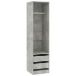 Vidaxl garde - robe avec tiroirs gris bton 50x50x200 cm agglomr