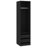 Vidaxl garde - robe avec tiroirs noir 50x50x200 cm agglomr