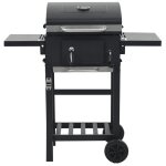 Vidaxl gril de barbecue au charbon de bois et tagre infrieure noir