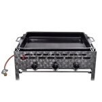 Vidaxl grill commercial  gaz 3 zones de cuisson plateau inox argent