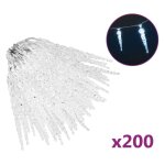 Vidaxl guirlande lumineuse glaons nol 200 pcs blanc froid acrylique