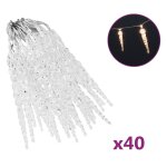 Vidaxl guirlande lumineuse  glaons de nol 40 pcs blanc acrylique