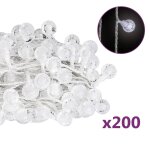 Vidaxl guirlande lumineuse globe 20 m 200 led blanc froid 8 fonctions
