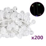 Vidaxl guirlande lumineuse globe 20 m 200 led colores 8 fonctions
