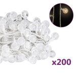 Vidaxl guirlande lumineuse globe 20m 200 led blanc chaud 8 fonctions