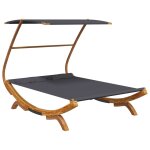 Vidaxl hamac avec auvent 165x198x140 cm bois courb massif anthracite