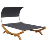Vidaxl hamac avec auvent 165x210x155 cm bois courb massif anthracite
