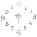Vidaxl horloge murale 3d design moderne argent 100 cm xxl