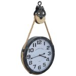 Vidaxl horloge murale avec corde noir et marron 40x8x82 cm fer et mdf