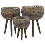 Vidaxl jardinière 3 pcs osier avec doublure en pe Vidaxl jardinière 3 pcs osier avec doublure en pe