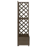 Vidaxl jardinire d'angle en treillis gris 40x40x150 cm bois de sapin