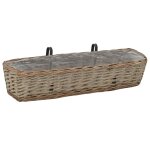 Vidaxl jardinires de balcon 2 pcs osier avec doublure de pe 80 cm