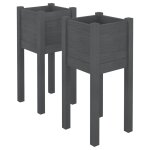 Vidaxl jardinires d'extrieur 2 pcs gris 31x31x70 cm bois de pin