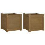Vidaxl jardinires d'extrieur 2 pcs marron miel 40x40x40cm pin massif