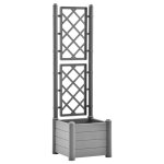 Vidaxl jardinire avec treillis 43x43x142 cm pp gris pierre